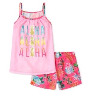 the children’s place Girls Foil Aloha Pajamas - Neon Berry